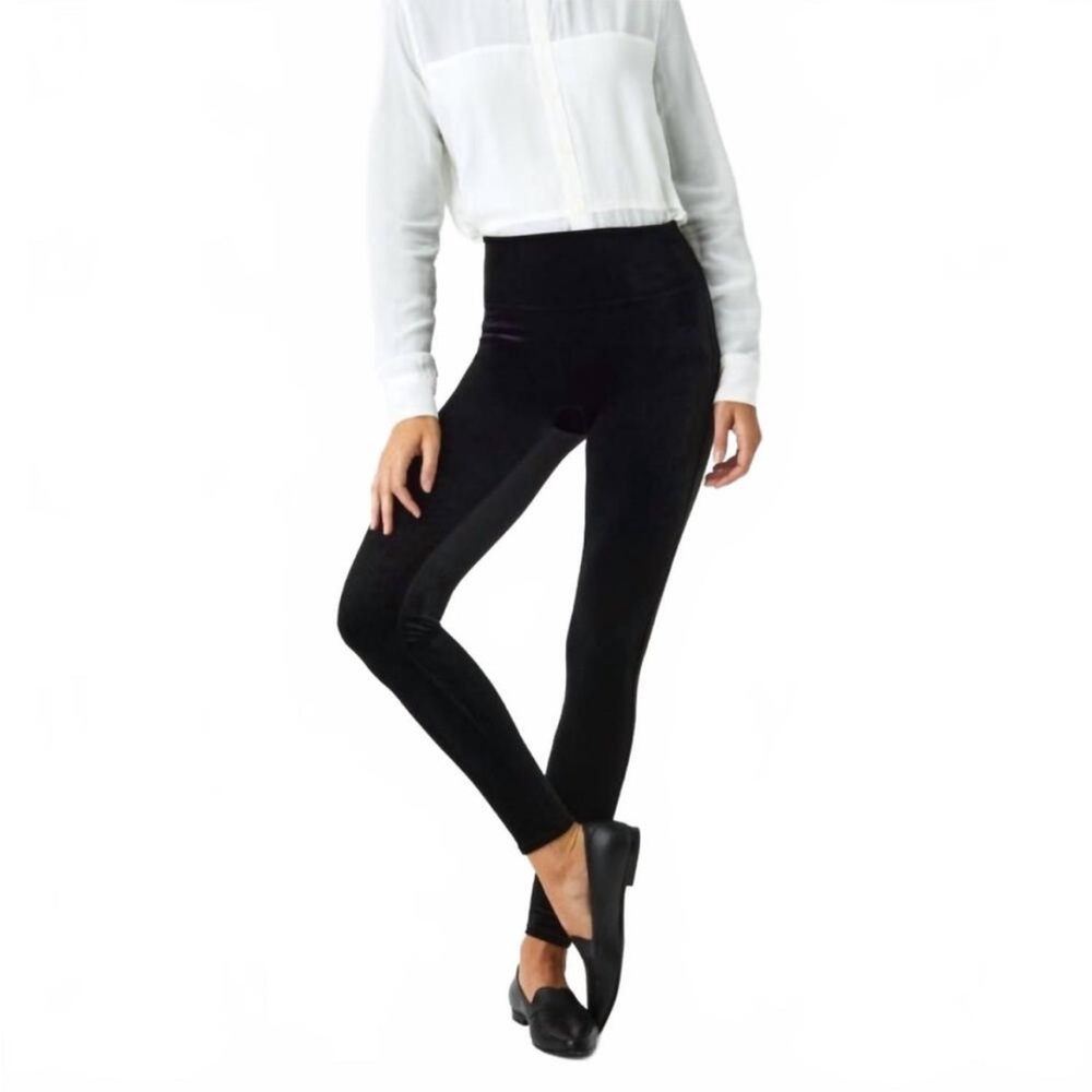 NWT SPANX black velvet leggings size L